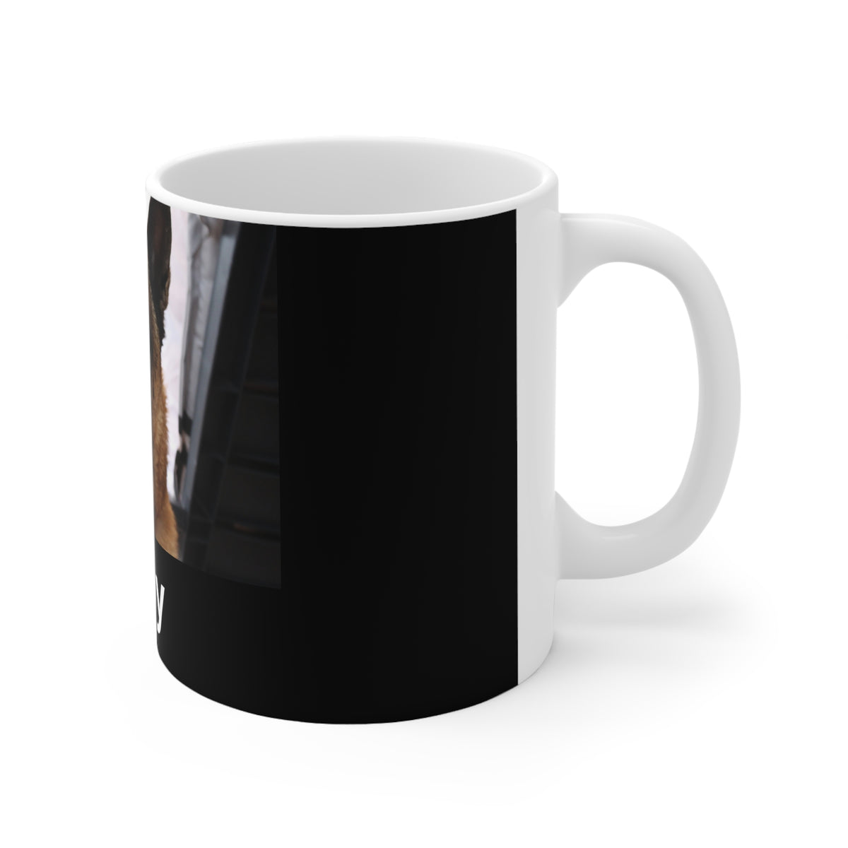 Taza negra personalizada con la foto de tu mascota