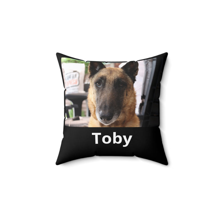 Cojín negro personalizado con la foto de tu mascota